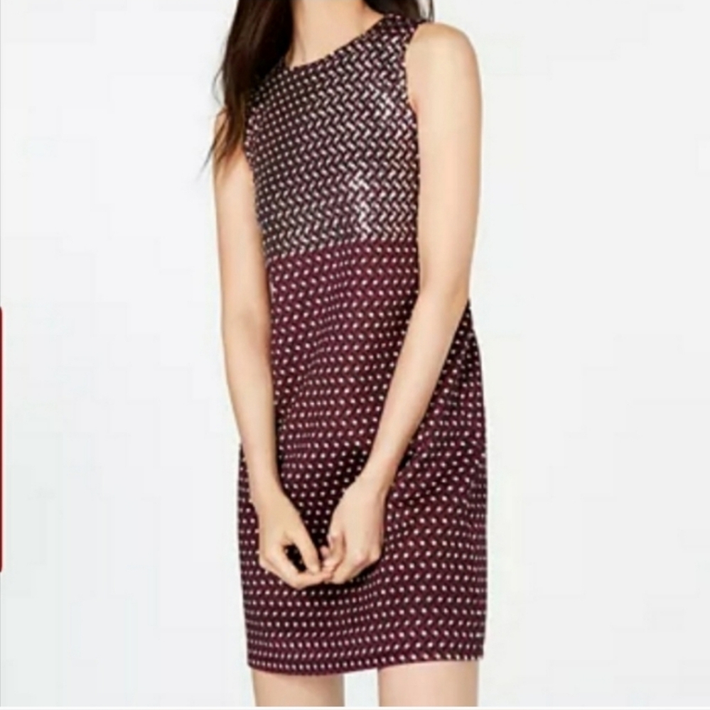 Michael Kors Geometric Printed Studded Dress Size Medium Garnett NWT - Picture 2 of 8